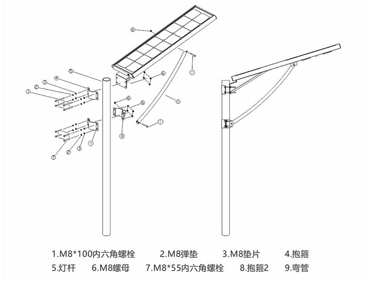 蜜桃网址在线播放照明一體化太陽能路燈安裝示意圖